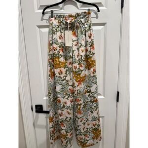 Lucy Paris Floral Wide Leg Pants High Waisted Elastic Waist Small NWT